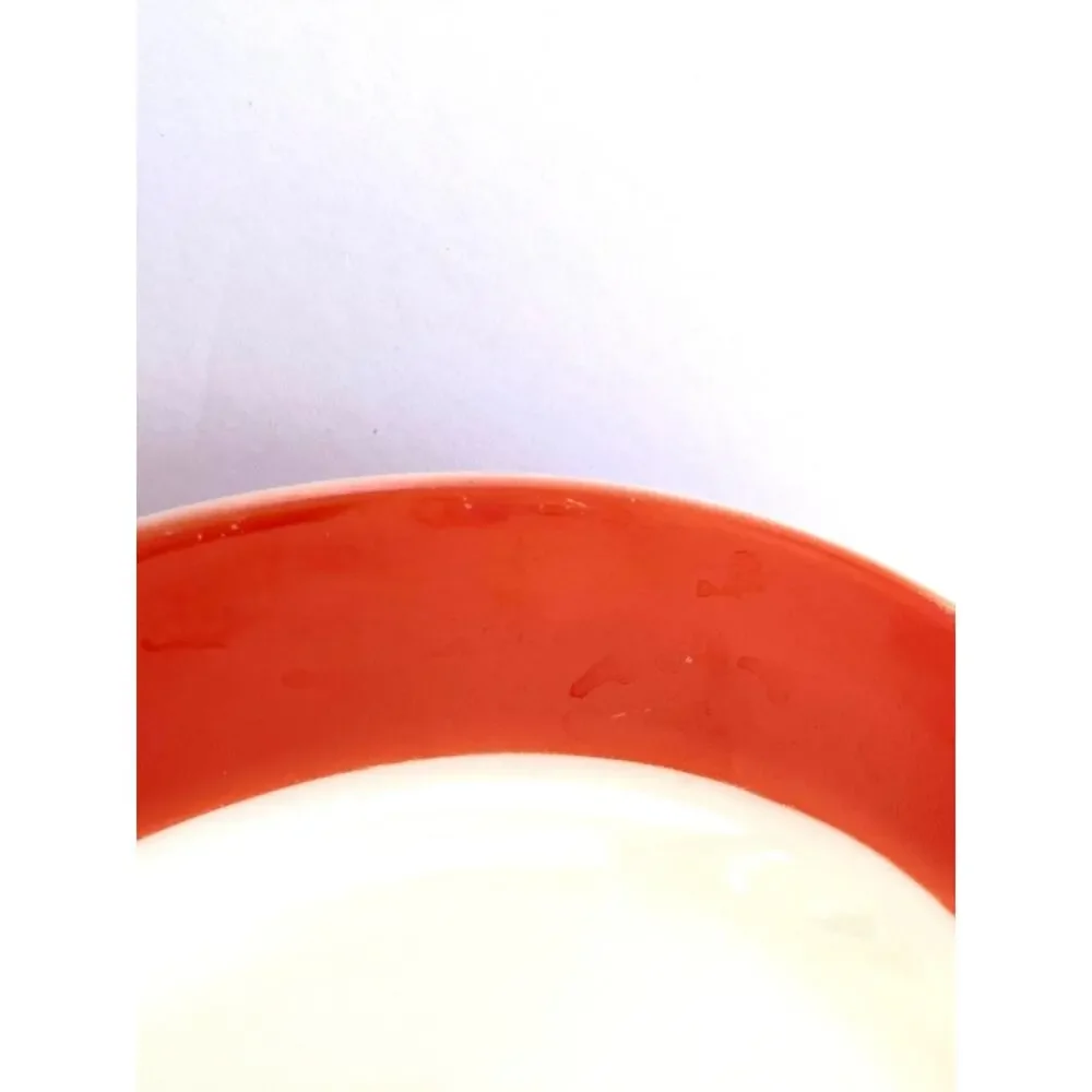 Vintage Pyrex Dinner Plate with Flamingo Pink Coral Rim
